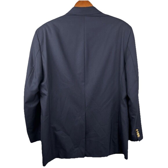 Chaps Ralph Lauren Mens Blazer Navy Blue Wool 2 Button Jacket Sport Coat 44L - Picture 2 of 7